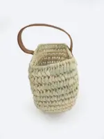 Raffia Crescent Shopper – Semi-Circle Palm Leaf Bag with Tan