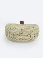 Raffia Crescent Shopper – Semi-Circle Palm Leaf Bag with Tan