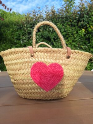 Small Heart-Shaped Wicker Basket – Handwoven Decorative Bask