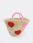Petit Boho Raffia Bag with Heart Design – Handmade Small