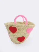 Petit Boho Raffia Bag with Heart Design – Handmade Small