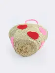 Petit Boho Raffia Bag with Heart Design – Handmade Small