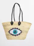 Small Eye Raffia Beach Bag – Handwoven Natural Straw Tote