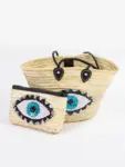 Small Eye Raffia Beach Bag – Handwoven Natural Straw Tote