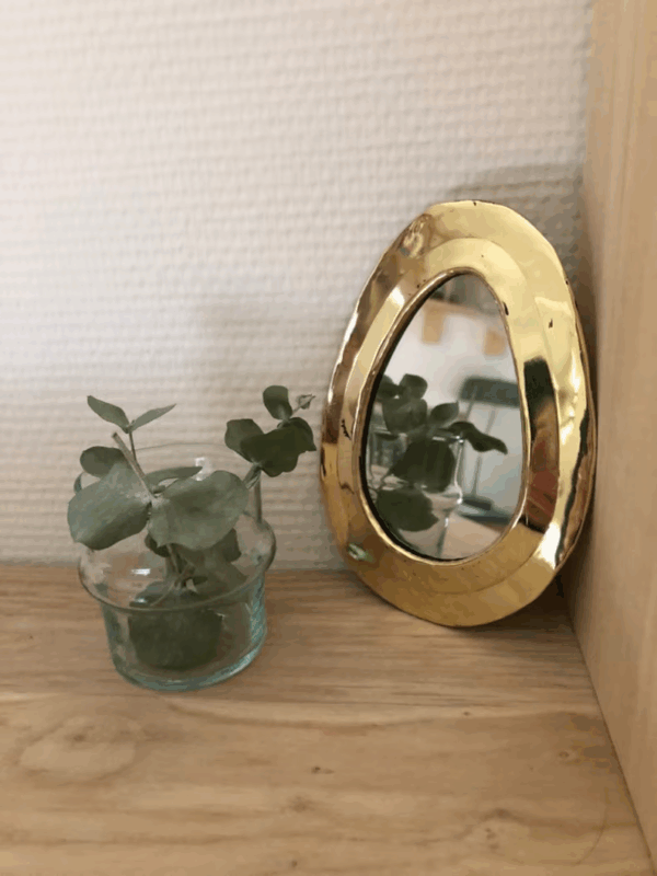 Set of 6 Mini Moroccan Wall Mirrors – Handcrafted Brass Drop & Oval Shapes (Gold Finish)