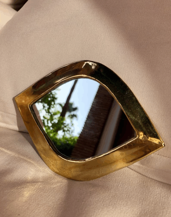 Set of 6 Mini Moroccan Wall Mirrors – Handcrafted Brass Drop & Oval Shapes (Gold Finish)