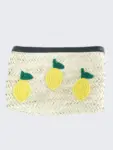 Lemons Clutch in Black – Handwoven Raffia Clutch with Lemon