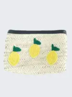 Lemons Clutch in Black – Handwoven Raffia Clutch with Lemon
