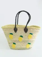 Midi Lemon Zest Raffia Shopper – Handwoven Straw Tote