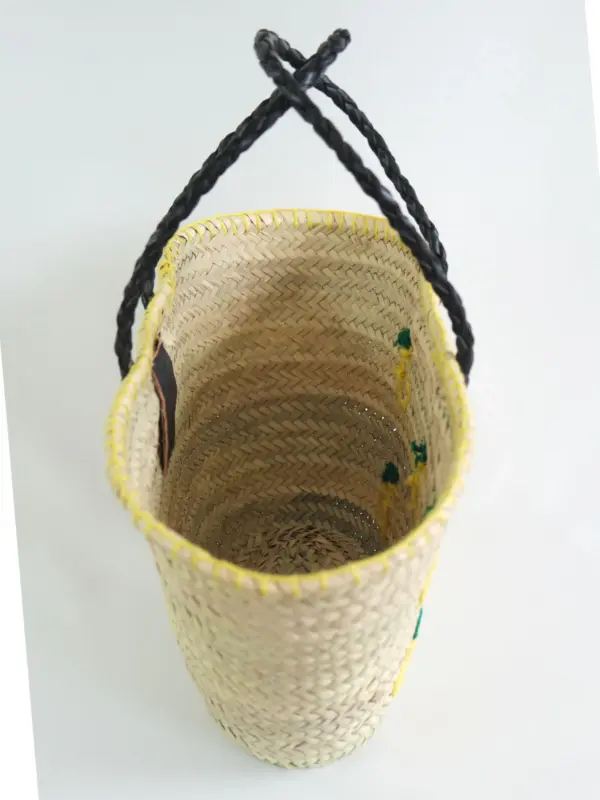 Midi Lemon Zest Raffia Shopper – Handwoven Straw Tote
