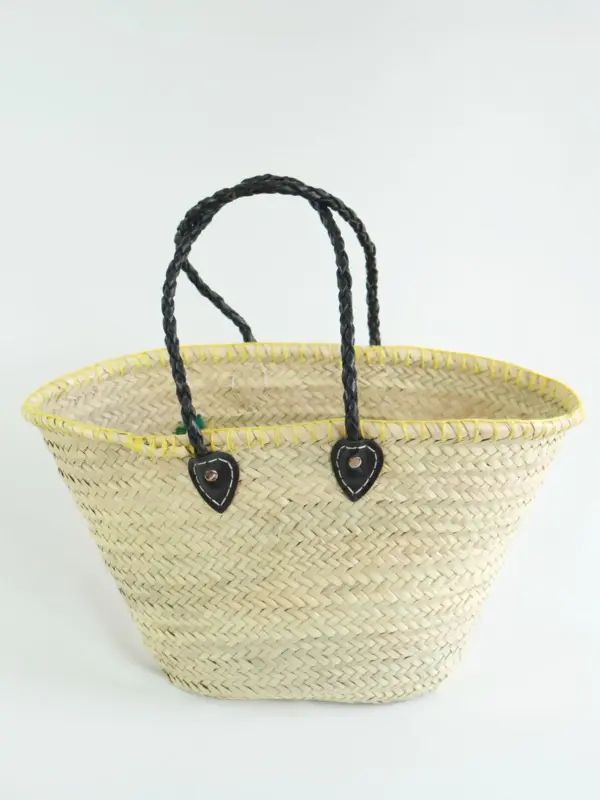 Midi Lemon Zest Raffia Shopper – Handwoven Straw Tote