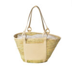 Natural Beach Bag – Luxury Palm Leaf Basket with Leather Patches and handles