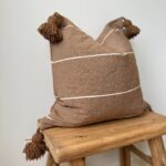 White Pom-Pom Pillow Cover – Handmade Cotton Cushion