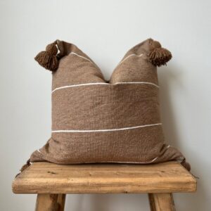 White Pom-Pom Pillow Cover – Handmade Cotton Cushion