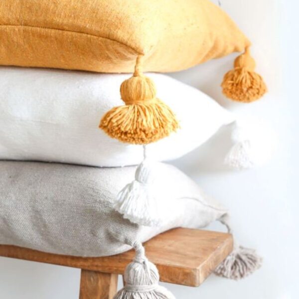 Pom Pom Cushion Cover – 100% Cotton Decorative Pillow