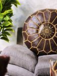 Outdoor Leather Pouf Ottoman – Weather-Resistant Leather Seating for Patio or Garden