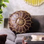 Outdoor Leather Pouf Ottoman – Weather-Resistant Leather Seating for Patio or Garden