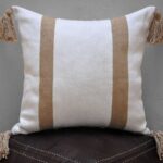 White Pom-Pom Pillow Cover – Handwoven Cotton Cushin
