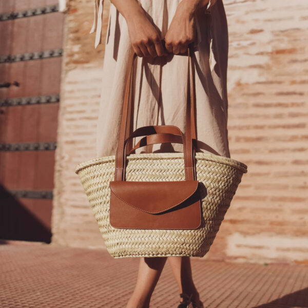 Brown Straw Bag – Luxury Palm Leaf Tote with Leather Handles