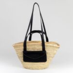 Black Straw Bag – Luxury Palm Leaf Tote with Leather Handles