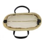 Straw Tote Bag – Luxury Palm Leaf Basket with Leather Patch and Handles