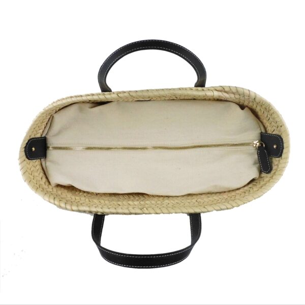 Straw Tote Bag – Luxury Palm Leaf Basket with Leather Patch and Handles