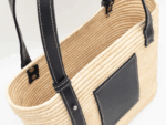 Raffia Tote Bag – Luxury Basket Bag with Leather Patch and Handles