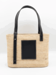 Raffia Tote Bag – Luxury Basket Bag with Leather Patch and Handles