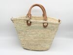 Straw Tote Bag – Luxury Palm Leaf Basket with Leather Patch and Handles