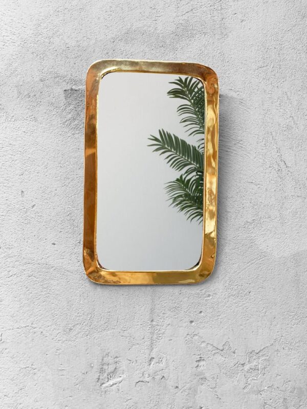 Vintage Moroccan Brass Mirror – Handmade Wall Mirror in Gold