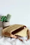 Envelope Raffia Leather Crossbody – Handmade Natural Raffia