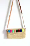 Pompom Raffia Crossbody – Handmade Natural Raffia Bag