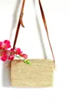 Raffia Fringe Crossbody – Handmade Natural Raffia Bag with Leather strap