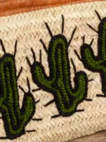 Raffia Cactus Clutch – Tan | Handwoven Palm Leaf Bag