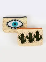 Raffia Cactus Clutch – Tan | Handwoven Palm Leaf Bag