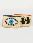 Black Raffia Eye Clutch – Handmade Moroccan Palm Leaf Bag