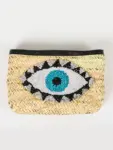 Black Raffia Eye Clutch – Handmade Moroccan Palm Leaf Bag