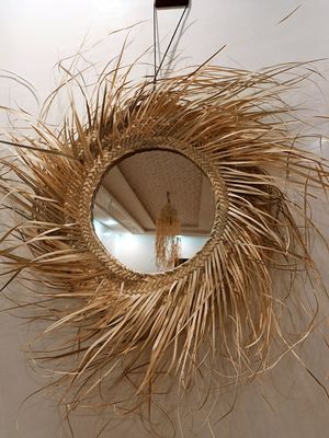 🪞Handmade Moroccan Raffia Mirrors – Natural Boho Wall Decor