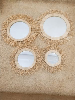 🪞Handmade Moroccan Raffia Mirrors – Natural Boho Wall Decor