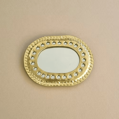 Small Moroccan Gold Mirror – Handcrafted Brass Wall Decor
