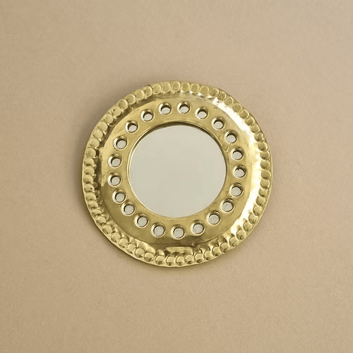 Small Moroccan Gold Mirror – Handcrafted Brass Wall Decor