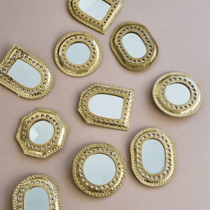 Small Moroccan Gold Mirror – Handcrafted Brass Wall Decor