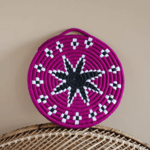 Moroccan Wool Plate – Handmade Reed & Wool Wall Decor / Trivet