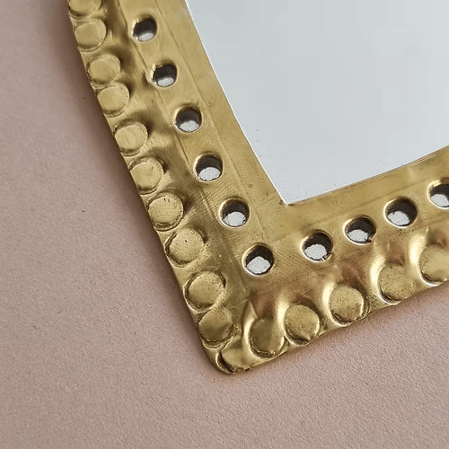 Small Moroccan Gold Mirror – Handcrafted Brass Wall Decor