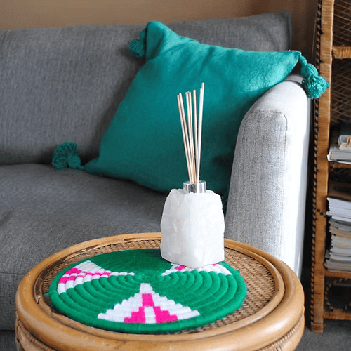 Moroccan Wool Plate – Handmade Reed & Wool Wall Decor / Trivet