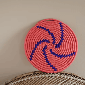 Moroccan Wool Plate – Handmade Reed & Wool Wall Decor / Trivet