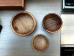 🥣 Handmade Moroccan Walnut Wood Bowl Set – Set of 3