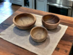 🥣 Handmade Moroccan Walnut Wood Bowl Set – Set of 3