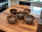 🥗 Handcrafted Moroccan Walnut Wood Bowl Set – Set of 5 Nested Salad & Serving Bowls