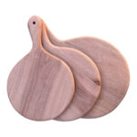 🍕 Moroccan Walnut Round Chopping Board | Handmade Paddle-Style Pizza Board